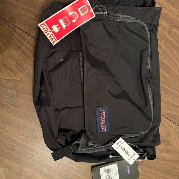 Jansport Tasker Black Messenger Bag Computer Bag Crossbody NEW Without Tags - Picture 4 of 12